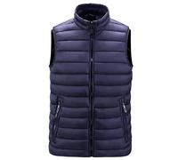 Gilet sans Manche Homme Hiver Gilet De Peche Grande Taille Zippé Chaude Blousons Chauffant Outdoor Couleur Unie Automne Softshell Sport Halloween Cadeau Homme Bleu 6XL