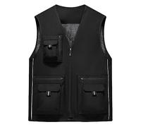 Gilet sans Manche Homme Multi Poches avec Zip pour Usage décontracté extérieur Veste Confortable Fonctionnelle pour activités Quotidiennes