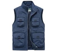 Gilet sans Manche Homme Multi Poches Style Utilitaire Couleur Unie pour Automne Usage décontracté Veste Confortable Fonctionnelle pour activités extérieures