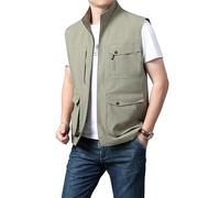 Gilet sans Manche Homme Multi-Poches, Veste Homme Mi Saison Léger Court Blouson Travail Manteau Photographe Camping Manteau À Séchage Rapide Randonnée Automne De Pêche Chasse Journaliste