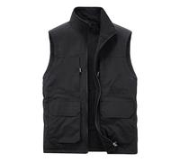 Gilet Sans Manche Homme Zippé- Veste Chaude Grande Taille Confortable Décontracté Avec Poches Couleur Unie Débardeur Chic Coupe Slim Épais Thermique Passe-Partout Extérieur Cargo Manteaux