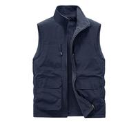 Gilet Sans Manche Homme Zippé- Veste Chaude Grande Taille Confortable Décontracté Avec Poches Couleur Unie Débardeur Chic Coupe Slim Épais Thermique Passe-Partout Extérieur Cargo Manteaux