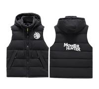Gilet sans Manche Monst-er Hunt-er, Duvet Parka Veste Zippée, Gilets de Transition pour le Golf de Randonnée, Travail(Black,4XL)