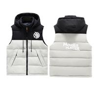Gilet sans Manche Monst-er Hunt-er, Duvet Parka Veste Zippée, Gilets de Transition pour le Golf de Randonnée, Zip(White,4XL)