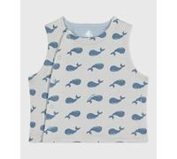 Gilet sans manche réversible bébé en coton imprimé baleines Petit Bateau - bleu - Taille 6 mois 6M bleu/bleu