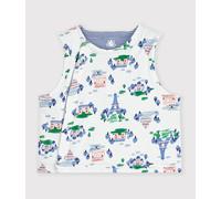 Gilet sans manche réversible bébé en coton imprimé Paris Petit Bateau - blanc - Taille 6 mois 6M blanc/multicouleur