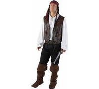 Gilet Sans Manches Cow-boy Ou Pirate - Simili Cuir Marron - Taille Unique - Marron - Unique Marron G