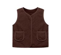 Gilet sans Manches Enfant Hiver 2-14 ans Tout-petits Enfants Polaire Gilet Veste Chaude Doublée Polaire Gilets Matelassé Zippé Garçon Fille Manteau sans Manche Chaud Automne (Coffee, 18-24 Months)