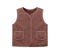 Gilet sans Manches Enfant Hiver 2-14 ans Tout-petits Enfants Polaire Gilet Veste Chaude Doublée Polaire Gilets Matelassé Zippé Garçon Fille Manteau sans Manche Chaud Automne (Khaki, 18-24 Months)