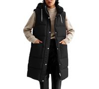 Gilet Sans Manches Femme Hiver à Capuche Doudoune Matelassée Rembourrée | Chaude Blousons Poches Latérales avec Fermeture à Glissière Coupe Vent Uni Chaude En Peluche Blousons Travail Quotidien