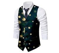 Gilet sans Manches Festif en Maille, idéal pour Les fêtes de Fin d'année. Doux et Chaud, ce Gilet est confectionné dans Une Maille texturée et présente Un Motif texturé. Léger et (Black, L)