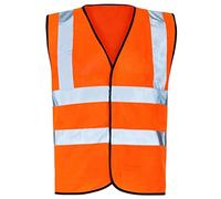 Gilet sans manches haute visibilité avec col en V pour homme, Orange, XXXXL