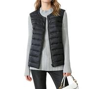 Gilet sans manches matelassé et isolant, ultra-léger, pour femme grande taille (7XL), noir.