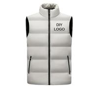 Gilet Sans Manches Personnalisé pour Homme, Col Montant, Doudoune Épaisse, Coupe-vent, Veste D& 定制 39;hiver, Logo Imprimé, Gilet Chaud White,XXL