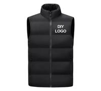 Gilet Sans Manches Personnalisé pour Homme, Col Montant, Doudoune Épaisse, Coupe-vent, Veste D& 定制 39;hiver, Logo Imprimé, Gilet Chaud Black,M