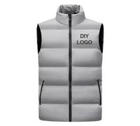 Gilet Sans Manches Personnalisé pour Homme, Col Montant, Doudoune Épaisse, Coupe-vent, Veste D& ?? 39;hiver, Logo Imprimé, Gilet Chaud color2,L
