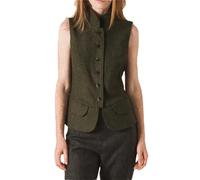 Gilet sans manches pour femme en laine à chevrons simple boutonnage vintage coupe ajustée, armée EN8, S