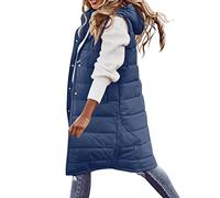 Gilet sans manches pour femme - Gilet matelassé long - Manteau d'hiver matelassé chaud - Coupe-vent - Veste en jean - Veste sportive pour femme - Gilet d'extérieur - Cardigan thermique décontracté