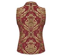 Gilet sans manches pour homme en peau de mouton imprimé jacquard à revers rétro, Rouge, M