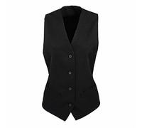 Gilet Sans Manches Premier Femme Noir En Polyester Doublié Boutonné