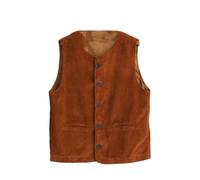 Gilet sans manches rétro en velours côtelé pour femme, blanc, XXL