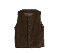 Gilet sans manches rétro en velours côtelé pour femme, marron, XL
