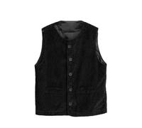 Gilet sans manches rétro en velours côtelé pour femme, Noir , S