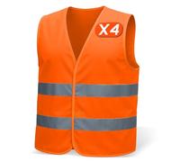 Gilet securite 4 pièces pour hommes & femmes - conforme aux normes EN ISO 20471 & EN ISO 13688 - léger & respirant - gilet reflechissant velo, veste de chantier, gilet de securite reflechissant