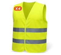 Gilet securite 4 pièces pour hommes & femmes - conforme aux normes EN ISO 20471 & EN ISO 13688 - léger & respirant - gilet reflechissant velo, veste de chantier, gilet de securite reflechissant
