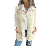 Gilet Sherpa sans manches chaud en polaire imitation peau de mouton pour femme, beige, 5XL