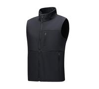 Gilet Softshell léger pour homme, veste d'extérieur doublée avec fermeture éclair, coupe-vent, sans manches, pour la randonnée, le travail avec capuche, Noir , 6XL