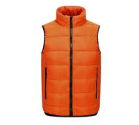 Gilet softshell pour homme - Gilet matelassé léger pour homme - Gilet de travail thermique - Gilet d'hiver sans manches - Gilet de transition - Gilet en duvet - Gilet d'extérieur, Orange, L