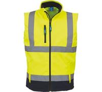 Gilet Softshell Sans Manches Haute Visibilité - Hv006 - Jaune Fluo Et Bleu Marine