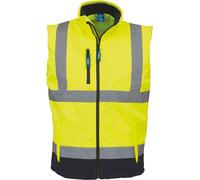 Gilet Softshell Sans Manches Haute Visibilité - Hv006 - Jaune Fluo Et Bleu Marine