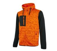 Gilet sweat de travail zippé - U-POWER - UPEY174 - Orange fluo - Manches longues - Capuche réglable XXXL