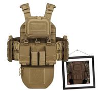 Gilet Tactique avec Couche Intermédiaire pour Poche À Eau Et Poche Abdominale Inférieure Grand Espace De Rangement Et Système Molle Adapté À L'entraînement en Extérieur Airsoft Paintball(Brown)