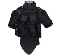 Gilet Tactique D'extérieur, Armure Corporelle De Camouflage, Gilet De Combat avec Pochette/Coussin, Vêtements De Transport De Plaques d'assaut Militaires Airsoft,Noir,Taille Unique,Striking44