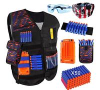 Gilet Tactique Enfants pour Nerf Guns N Strike Elite Séries,OFUN Fléchettes Bullets Recharge Balle, Chargeurs Clips Recharge Rapide, Hand Wrist Bands, Lunettes Protection, Foulard