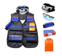 Gilet Tactique - LANGTU - Nerf N-Strike Elite - 57x47 cm - 40 fléchettes - Masque et lunettes