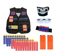 Gilet Tactique Nerf N-Strike Elite pour Enfants avec Masques + Lunettes + 30 fléchettes - Cadeau Garçon 8-14 Ans