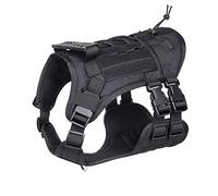 Gilet tactique pour chien de taille moyenne sans pull, harnais pour chien et grand chien, harnais de traction militaire pour chien avec panneau Molle pour Hunter Randonnée Entraînement (Noir)