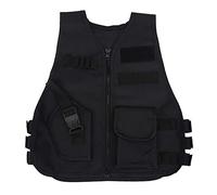 Gilet Tactique pour Enfants, Gilet de d'assaut Militaire Réglable de L'armée, Gilet de Protection de Jeu de Jungle Extérieure Airsoft Paintball Assault, CS Field Training(S-Le Noir)