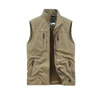 Gilet tactique pour homme, léger, respirant, séchage rapide, multifonction, avec poches, pour l'été, la randonnée, les loisirs, le camping, O Kaki, XXXXL