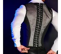 Gilet taille serrée en perspective sexy pour hommes, mode sans genre, tempérament de discothèque, tendance pour jeunes affaires, haut respirant unisexe Black Mesh
