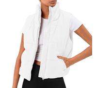 Gilet Thermique 2025 Femme Chic Chaud Ample Manteaus Doudounes Fermeture Zippé Gilets matelassé brillant Printemps Hiver sans Manche Col Roulé Grande Taille Vestes Légère Automne