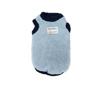 Gilet Thermique en Polaire Corail en Polyester for Petits Chiens, vêtements sans Manches for Animaux de Compagnie Teddy et Bichon à Blocs de Couleurs(Blue,L)