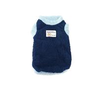 Gilet Thermique en Polaire Corail en Polyester for Petits Chiens, vêtements sans Manches for Animaux de Compagnie Teddy et Bichon à Blocs de Couleurs(Navy Blue,M)
