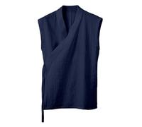 Gilet traditionnel pour homme, sans manches, kimono japonais, à lacets, coton et lin, vêtements chinois, chanfu tang, manteau ouvert sur le devant, confortable, respirant, gilet de loisirs