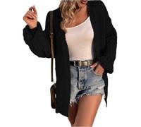 Gilet Tres Chaud Femme Blouson Hiver Capuche Zippée Chemise Pull 2 en 1 Long Chic Grande Taille Veste Longue Chic Et Elegant Zippé Mi Saison Saison Cardigan Femme Laine Noir L