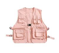 Gilet Utilitaire - Gilet sans Manches Unisexe d'été Décontracté Respirant - Gilet Cargo Respirant pour Homme Femme Adultes - Pour Extérieur, Voyage, Travail, Safari, Pêche - Multi Poches, rose, XL